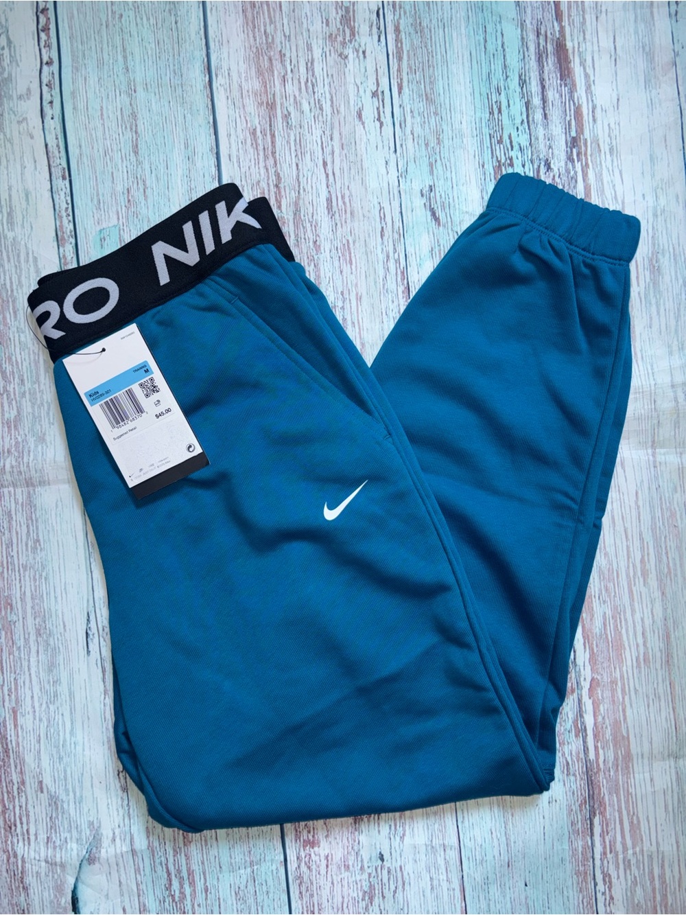 NWT Nike Kids Pro Teal Blue Jogger Sweatpants Size Youth Medium NEW
